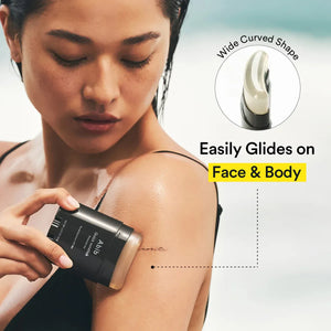 abib Woman using a grooming tool on her arm with text highlighting its features.