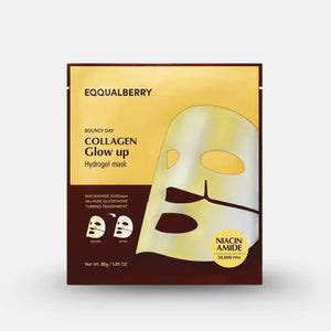 EQQUALBERRY Collagen Glow Up Hydrogel Mask – Korean brightening & anti-aging treatment – 4 sheets