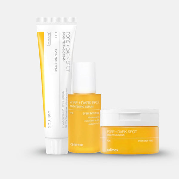 Celimax Brightening Pads for pore refinement and exfoliation Kuwait

Celimax Pore & Dark Spot Serum with niacinamide and tranexamic acid

Celimax Brightening Cream for dark spots and barrier repair